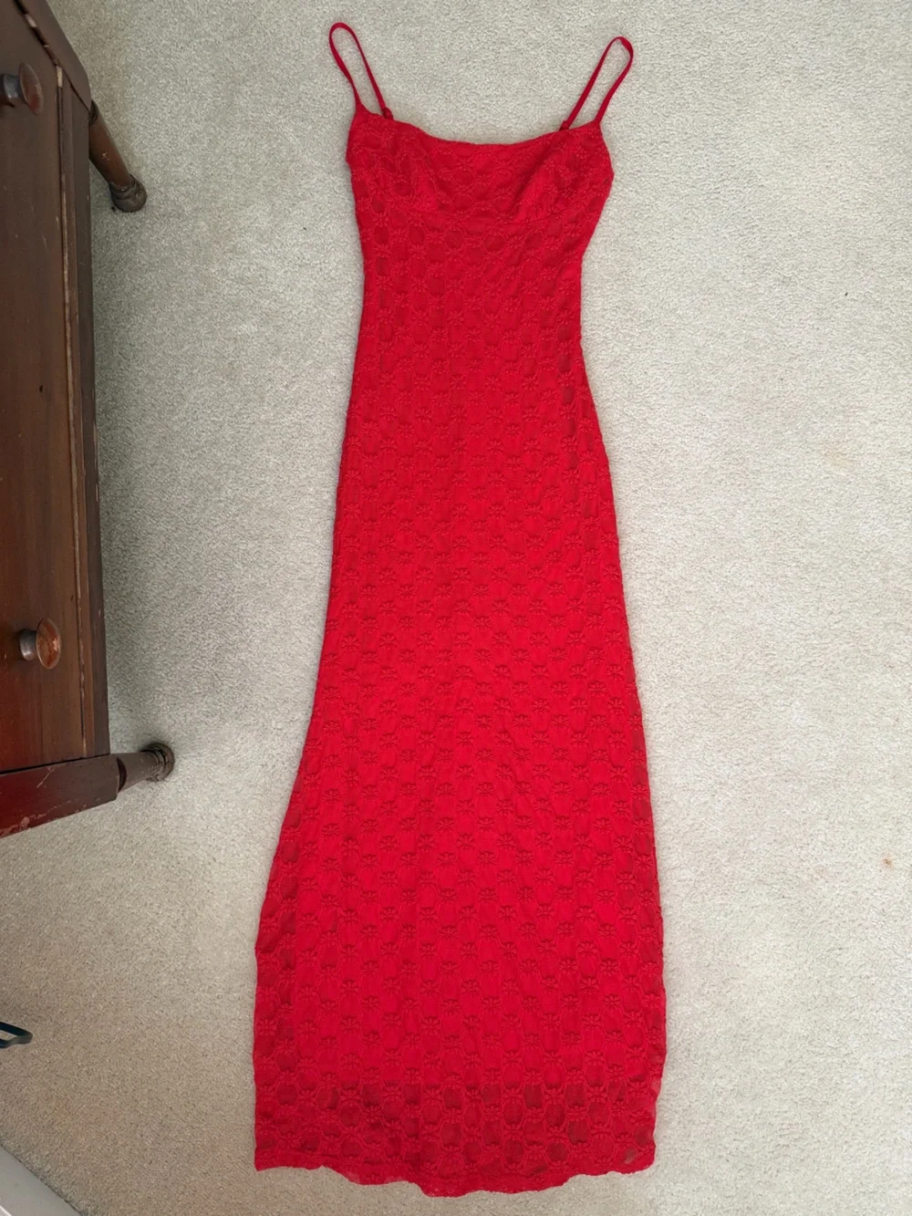 Bardot Red Lace Maxi Slip Dress - Picture 2 of 5